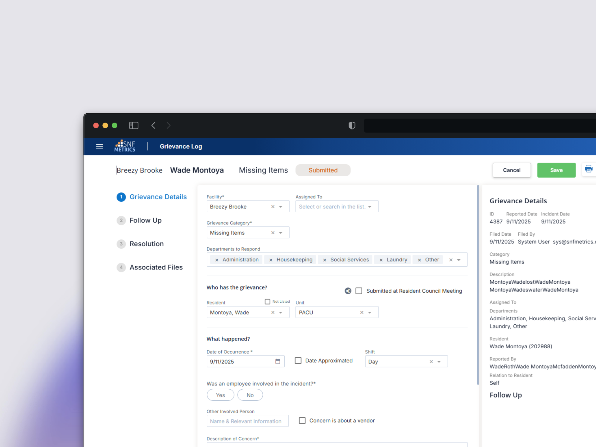 screenshot of SNF Metrics